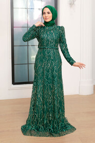  Luxury Green Muslim Fashion Wedding Dress 22633Y - 2