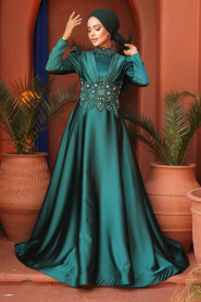 Luxury Green Muslim Long Sleeve Dress 22640Y - 2