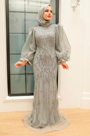  Luxury Grey Hijab Prom Dress 8321GR - 3
