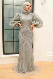  Luxury Grey Hijab Prom Dress 8321GR - 1