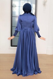  Luxury İndigo Blue Modest Prom Dress 22101IM - 4