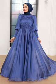  Luxury İndigo Blue Modest Prom Dress 22101IM - 1
