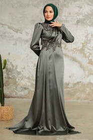  Luxury Khaki Hijab Evening Dress 22830HK - 1
