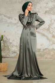  Luxury Khaki Hijab Evening Dress 22830HK - 3