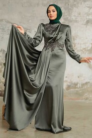  Luxury Khaki Hijab Evening Dress 22830HK - 2