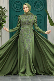  Luxury Khaki Muslim Bridal Dress 42081HK - 1