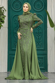  Luxury Khaki Muslim Bridal Dress 42081HK - 2
