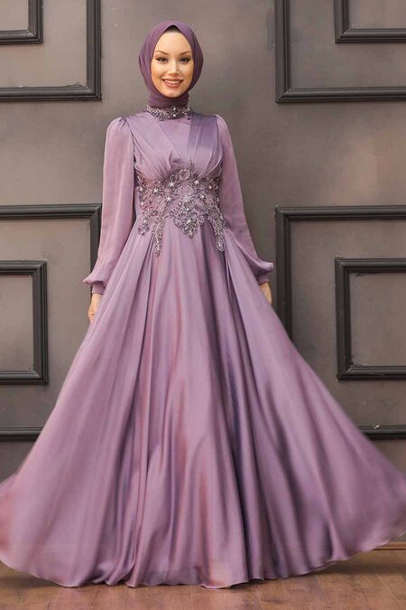  Luxury Lila Islamic Clothing Evening Dress 22150LILA - NEVA STYLE
