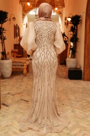  Luxury Mink Hijab Hijab Prom Dress 8321V - 9