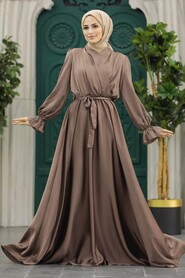  Luxury Mink Modest Islamic Clothing Wedding Dress 39192V - 1
