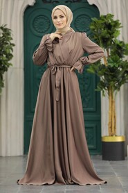  Luxury Mink Modest Islamic Clothing Wedding Dress 39192V - 2