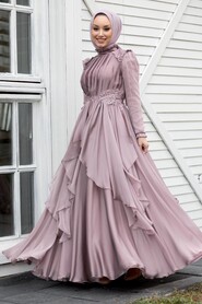 Luxury Mink Muslim Long Sleeve Dress 21850V - 1