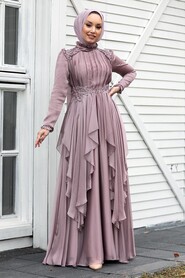 Luxury Mink Muslim Long Sleeve Dress 21850V - 3