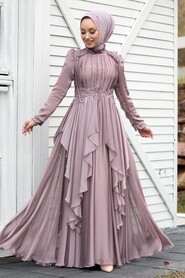 Luxury Mink Muslim Long Sleeve Dress 21850V - 2