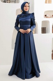  Luxury Navy Blue Islamic Dress 22351L - 1