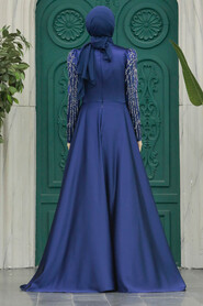  Luxury Navy Blue Muslim Bridal Dress 42081L - 4