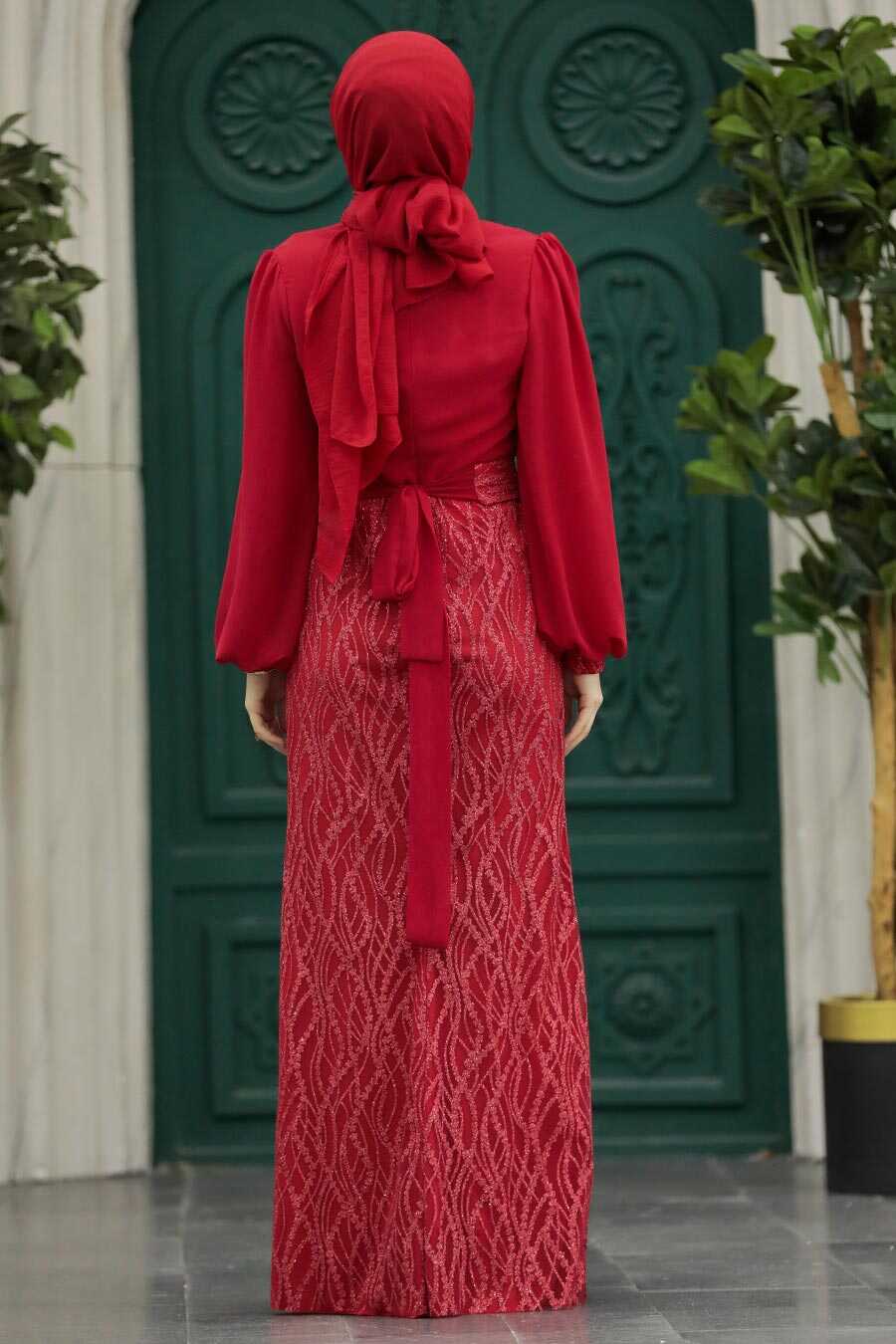 Neva Style - Luxury Red Islamic Clothing Evening Gown 22213K