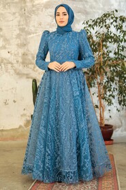  Luxury Smoke Color Muslim Wedding Dress 22780IM - 2