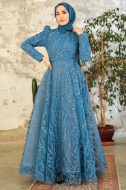  Luxury Smoke Color Muslim Wedding Dress 22780IM - 1