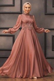  Luxury Terra Cotta Islamic Clothing Evening Dress 22150KRMT - 1