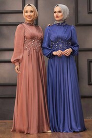  Luxury Terra Cotta Islamic Clothing Evening Dress 22150KRMT - 3