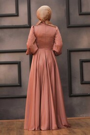  Luxury Terra Cotta Islamic Clothing Evening Dress 22150KRMT - 4