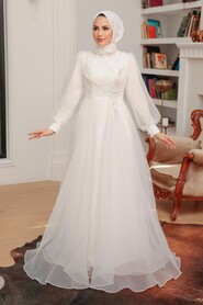  Luxury White Hijab Dress 22551B - 2