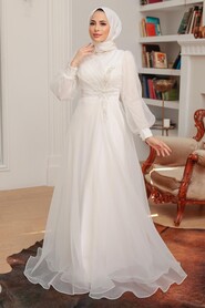  Luxury White Hijab Dress 22551B - 1