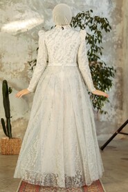  Luxury White Muslim Wedding Dress 22780B - 4