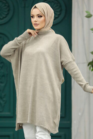 Neva Style - Mink High Quality Knitwear Tunic 3399V - Thumbnail
