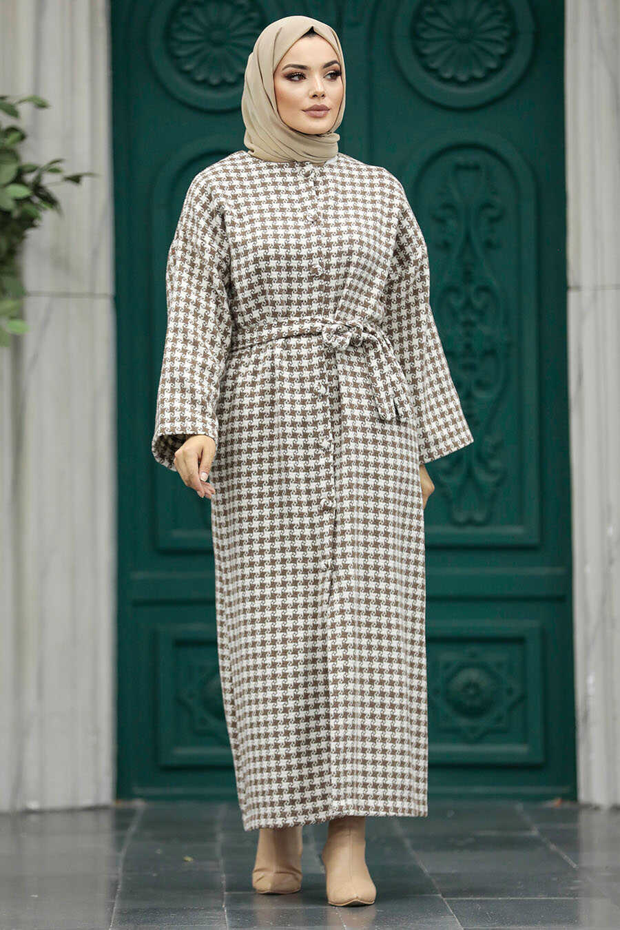 Neva Style - Mink Hijab Coat 5943V