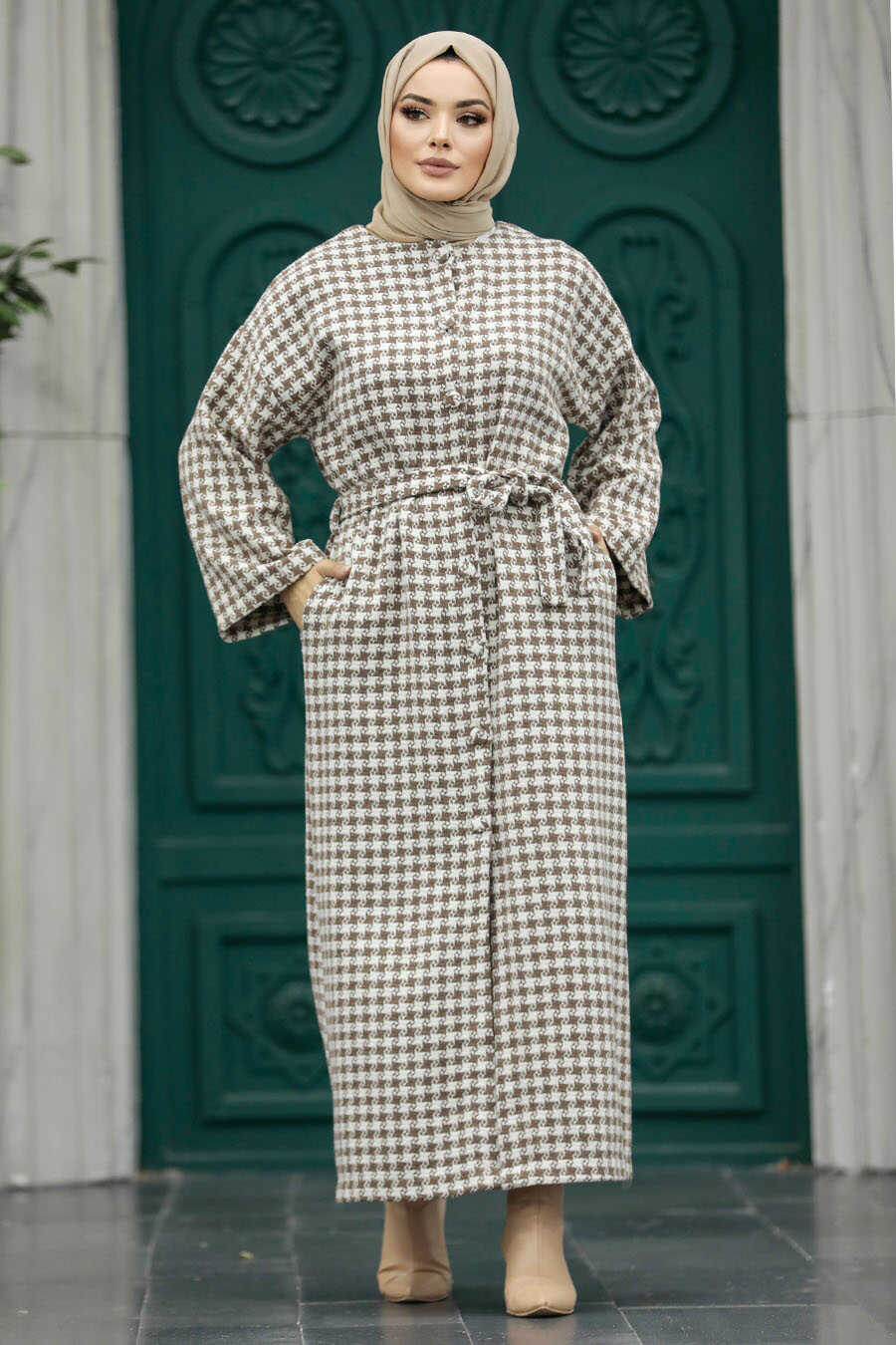 Neva Style - Mink Hijab Coat 5943V