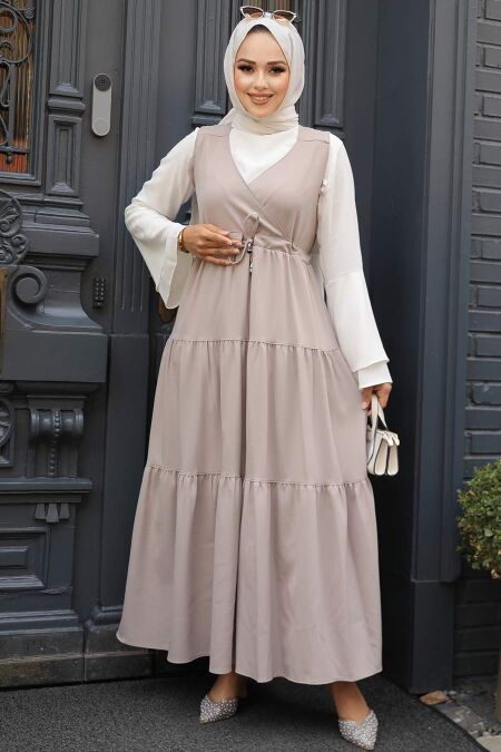  Mink Hijab Gilet Dress 577V - NEVA STYLE