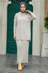  Mink Hijab Knitwear Suit Dress 34021V - 1