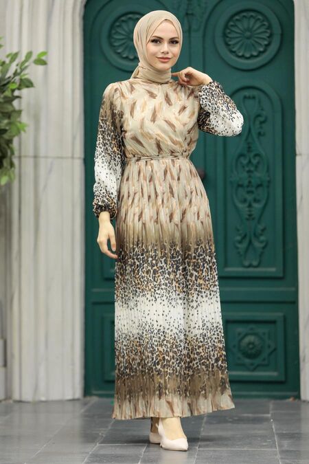 Mink Hijab Maxi Dress 3889V - NEVA STYLE