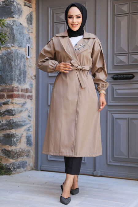  Mink Hijab Trench Coat 639V - NEVA STYLE