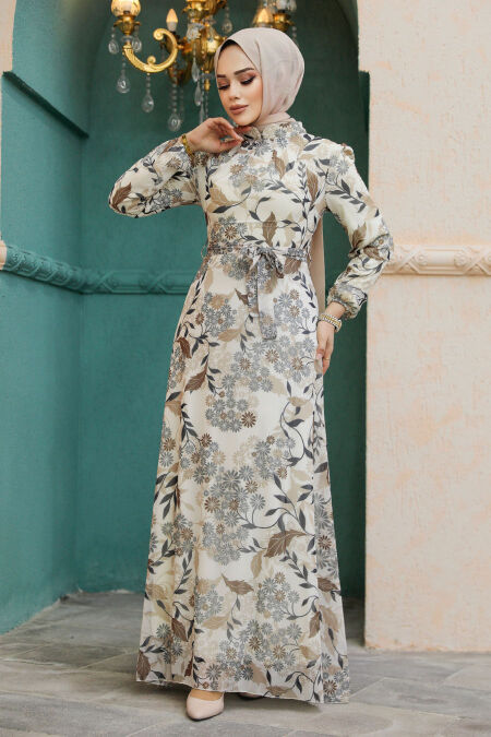  Mink Hijab Turkish Dress 27950V - NEVA STYLE