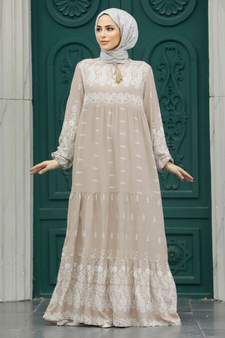  Mink Hijab Turkish Dress 50093V - NEVA STYLE