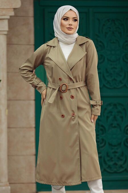  Mink Hijab Turkish Trench Coat 5942V - NEVA STYLE