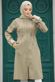  Mink Hijab Turkish Trench Coat 613V - 3