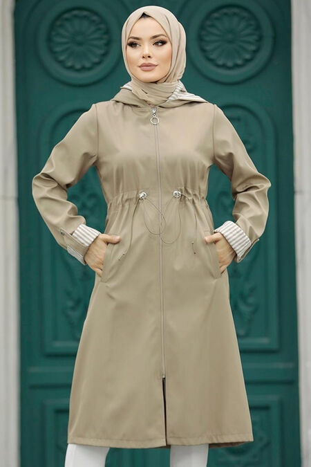  Mink Hijab Turkish Trench Coat 613V - NEVA STYLE
