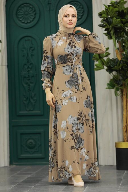  Mink Islamic Clothing Dress 27940V - NEVA STYLE