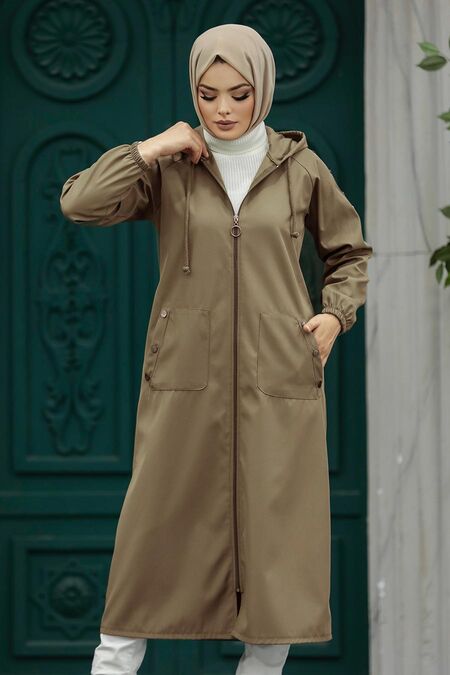  Mink Islamic Clothing Trench Coat 5511V - NEVA STYLE