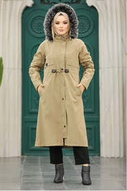 Neva Style - Mink Plus Size Parka Coat 60652V - Thumbnail