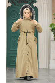 Neva Style - Mink Women Parka Coat 60506V - Thumbnail