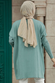 Neva Style - Mint High Quality Knitwear Tunic 3399MINT - Thumbnail
