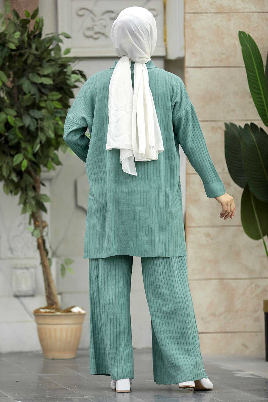 Neva Style - Mint Hijab Knitwear Dual Dress 33860MINT
