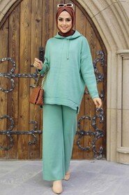  Mint Hijab Knitwear Islamic Clothing Dual Suit 25030MINT - 3