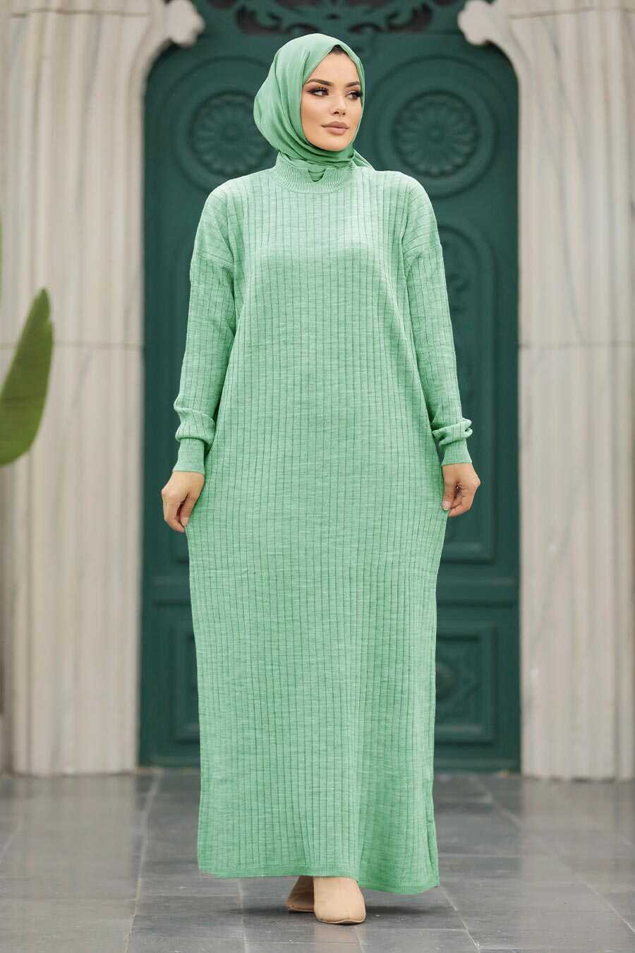 Neva Style - Mint Knitwear Modest Dress 20161MINT