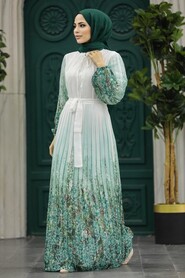  Mint Long Dress for Muslim Ladies 38402MINT - 2